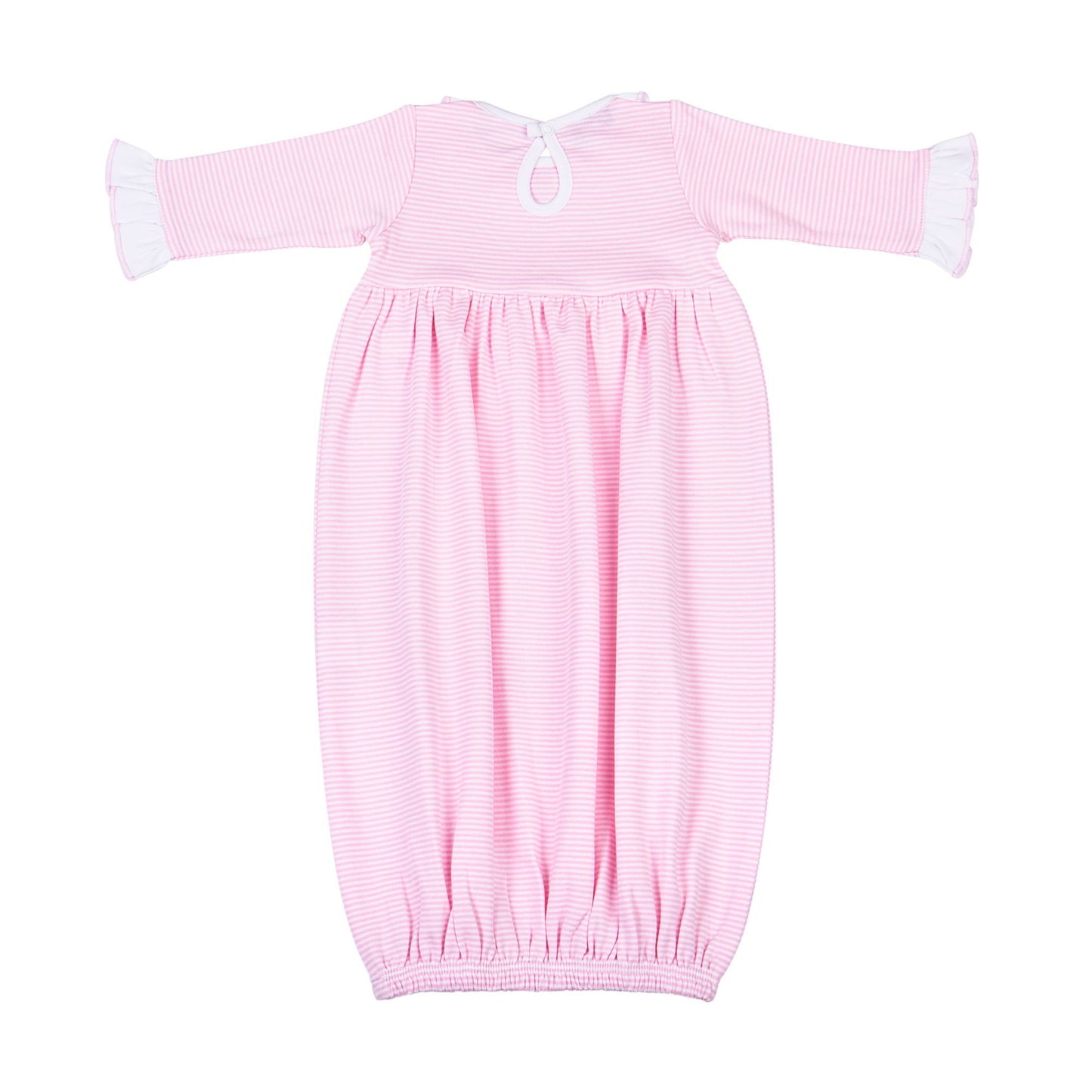 Pink Mini Stripes Ruffle Gathered Gown