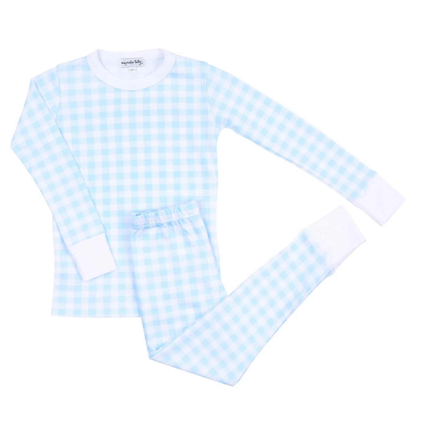 Baby Checks Long Pajamas - Pink or Blue