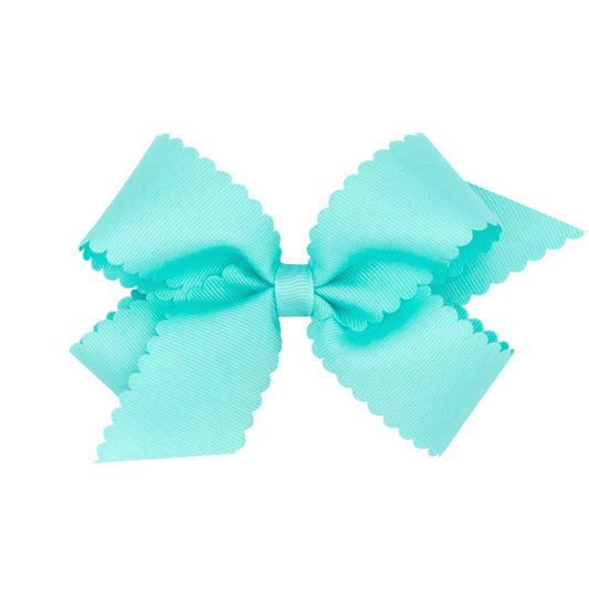 Teal Grosgrain Scalloped Edge Girls Hair Bow