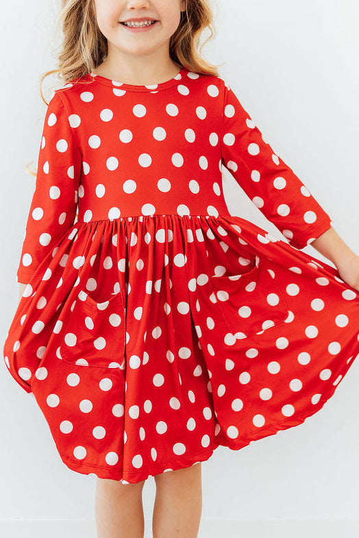 Red Polka Dots Twirl Dress