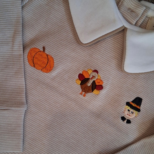 Thanksgiving Embroidered Peter Pan Top