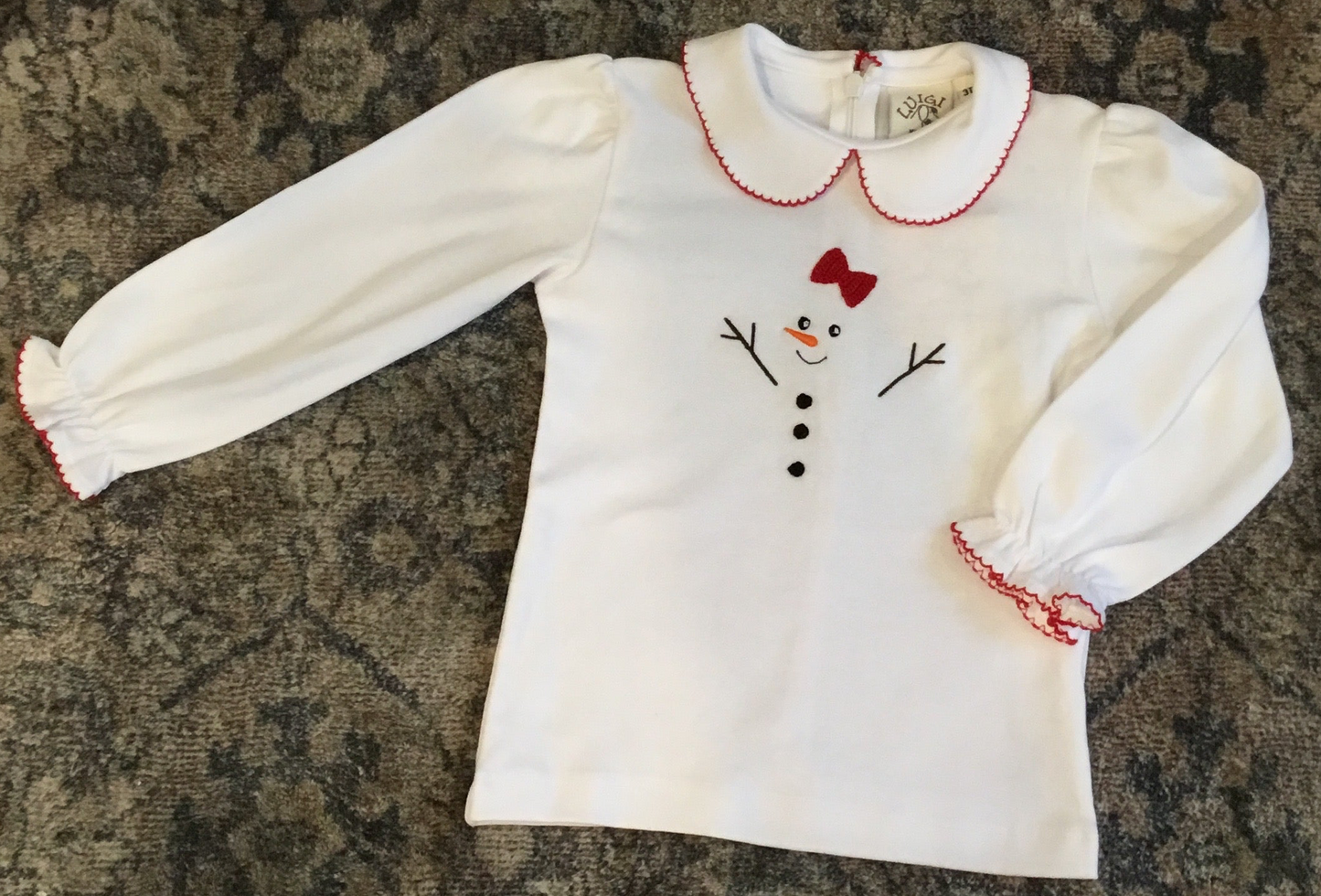Snowman Embroidered Blouse