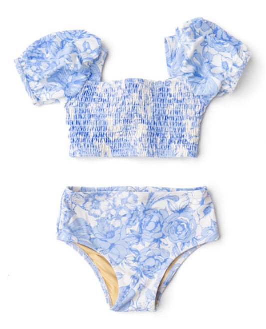 Tropical Blues Puff Sleeve 2-Piece