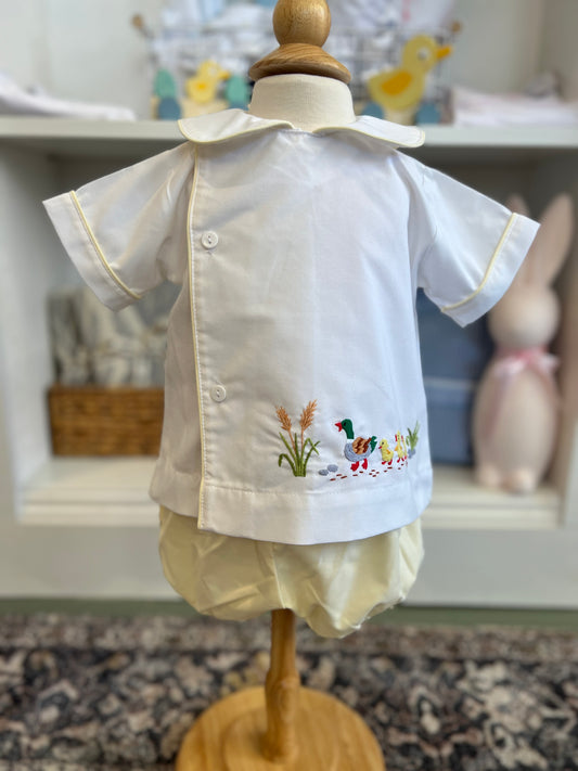 Embroidered Duck Family Boy Diaper Set