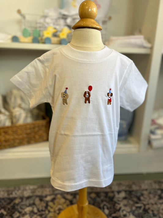 Boys Party Pups Embroidered Shirt