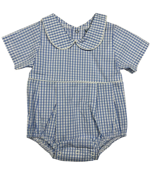Blue Windowpane Boys Romper