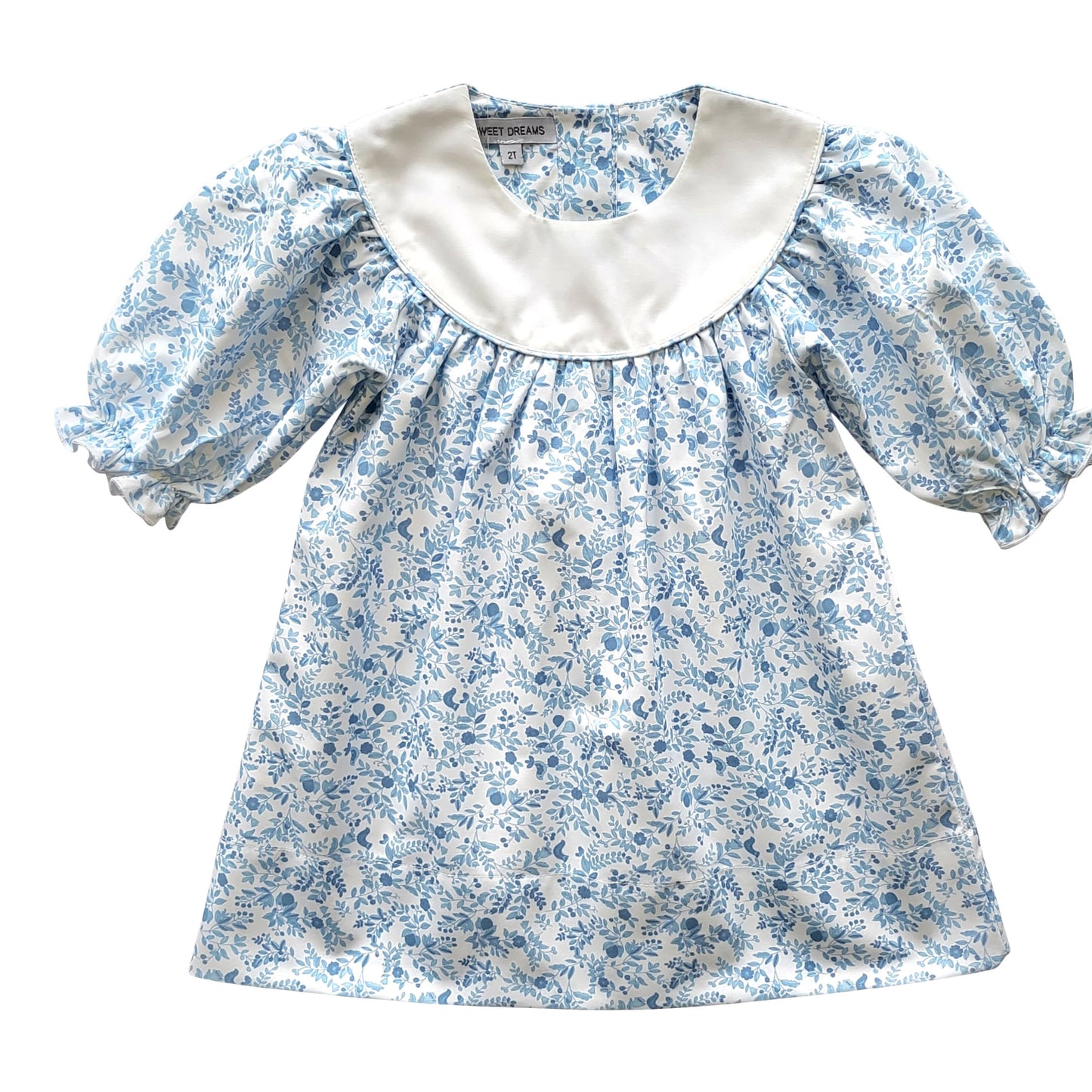 Bella Blue Floral White Yoke Dress