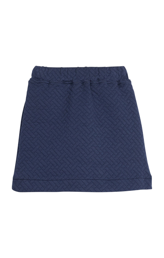 Quilted Mini Skirt Navy Trellis