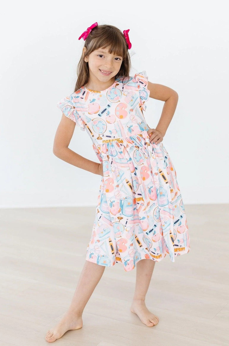 Class Act Flutter Sleve Twirl Dress