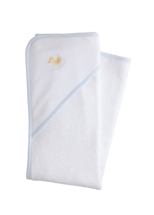 Duck Blue Trim Embroidered Hooded Towel