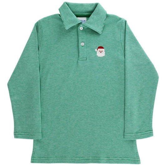 Santa Embroidered Long Sleeve Polo