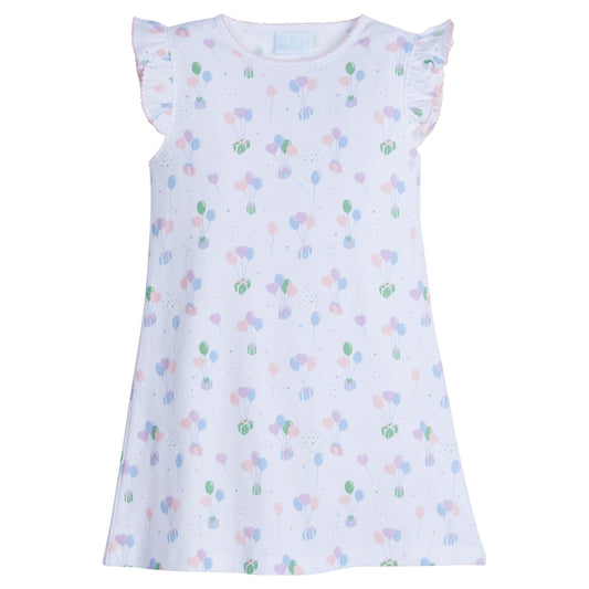 Pink Printed Angel Sleeve Balloons Dress