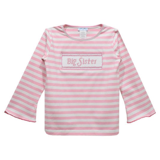 Big Sister Smocked Pink Stripe Long Sleeve T-shirt