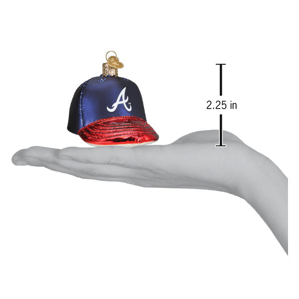 Atlanta Braves Baseball Cap Glass Ornament