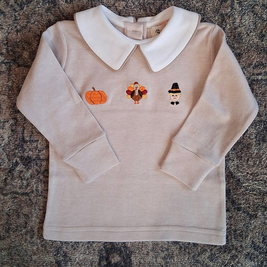 Thanksgiving Embroidered Peter Pan Top