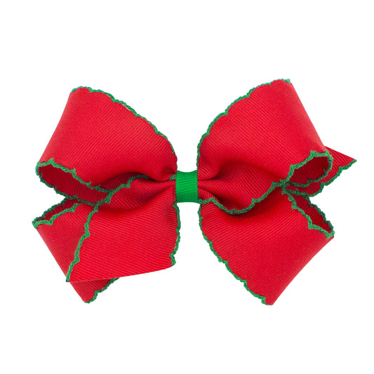Red with Green Moonstitch Bow
