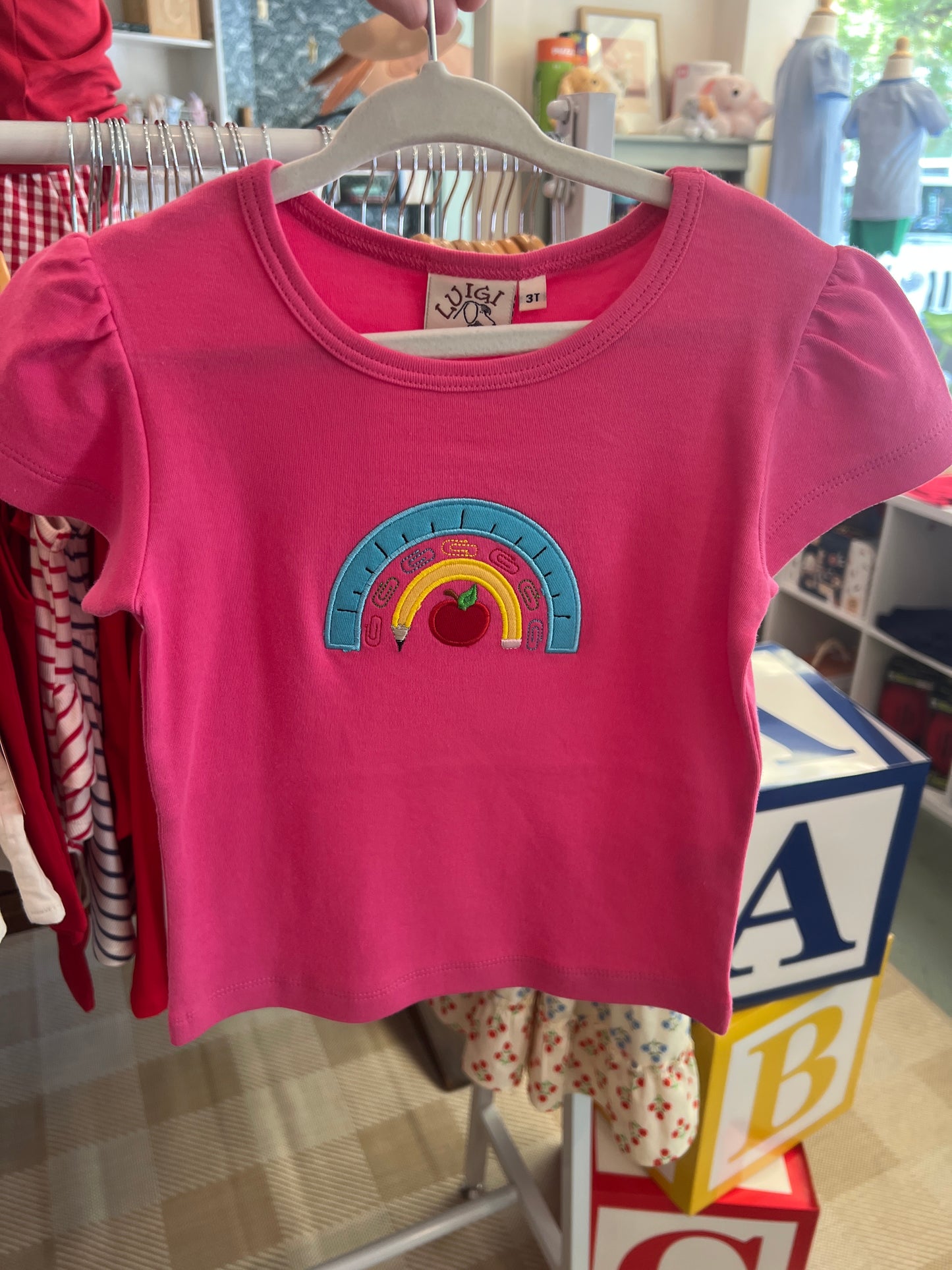 Girls School Supplies Appliqué Shirt