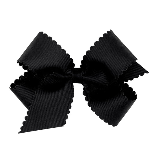 Black Scalloped Edge Girls Hair Bow