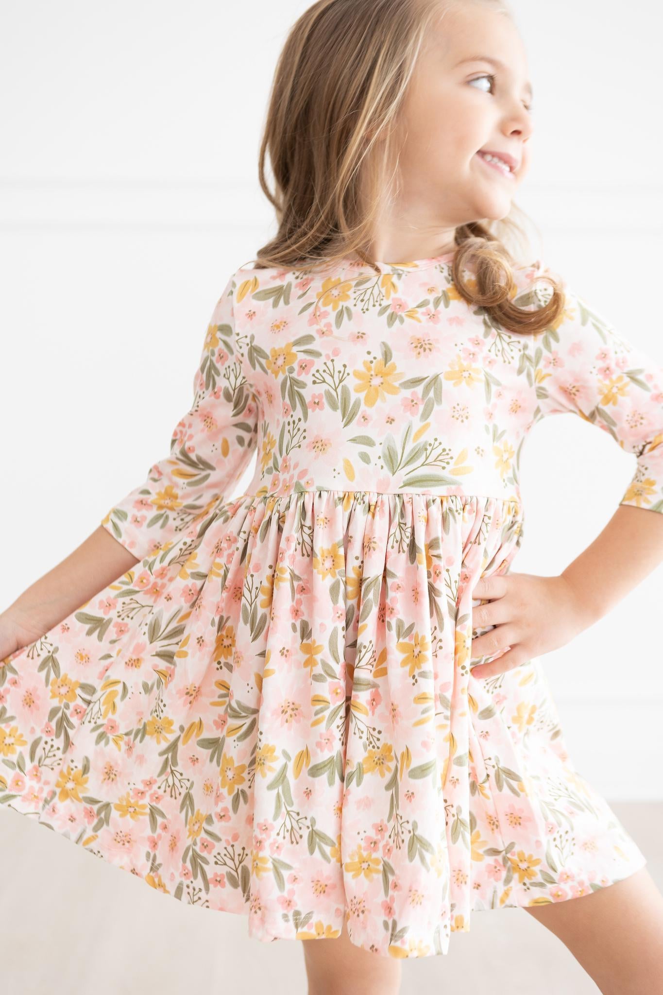 Pretty Peach Short Sleeve Twirl Dress