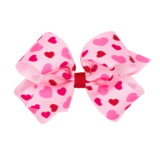 Printed Hearts Grosgrain Bow