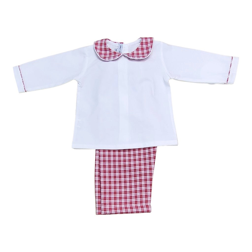 Red & White Plaid Pant Set