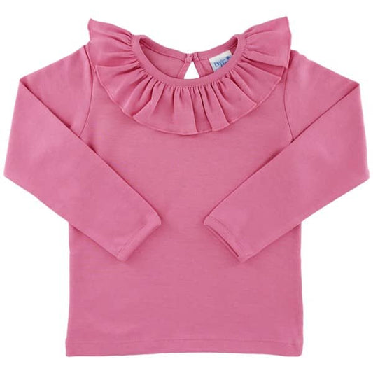 Long Sleeve Ruffle Neck Top - Pink