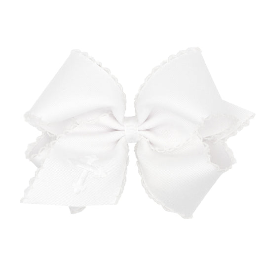 Cross Embroidered Moonstitch Girls Hair Bow