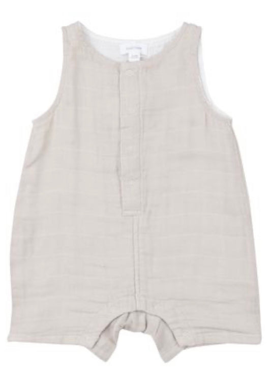 Oatmeal Solid Muslin Shortie Romper