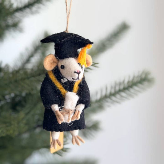 Graduation Mouse Felt Ornament