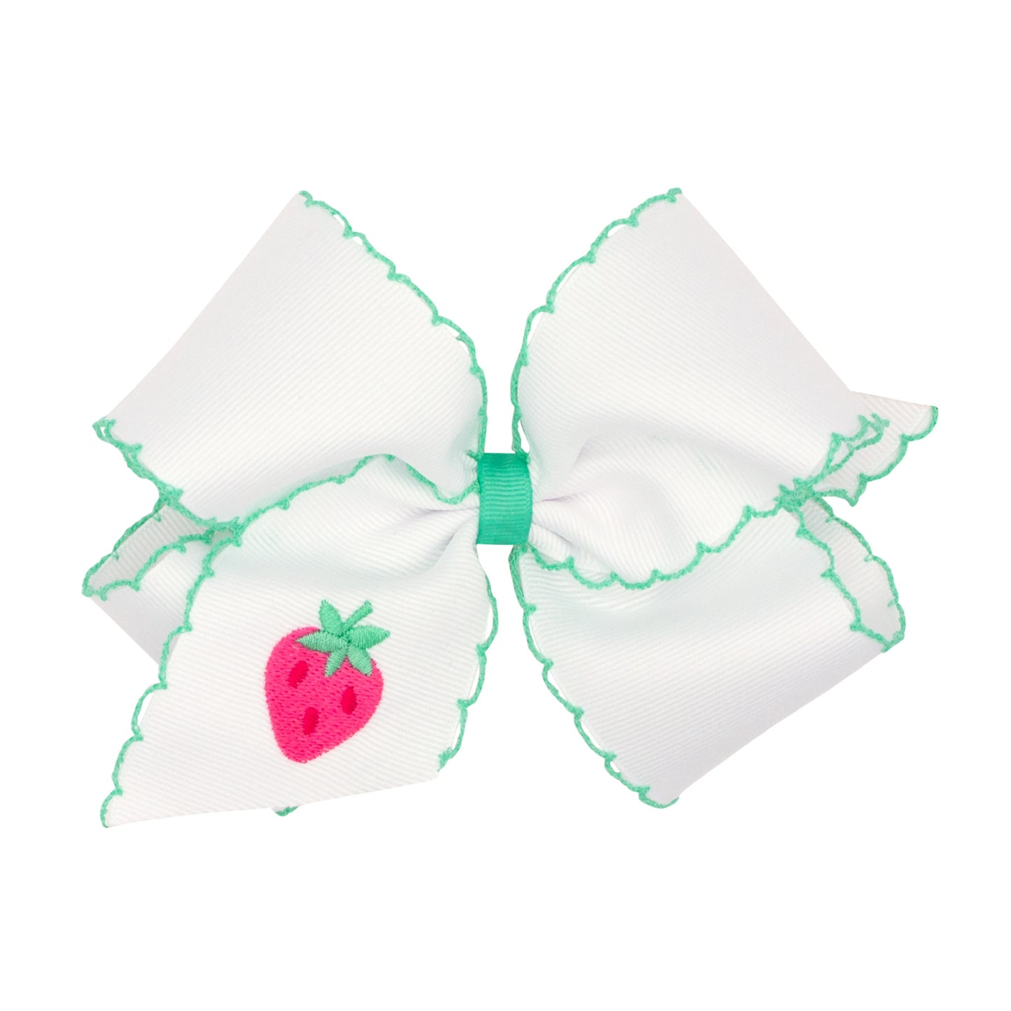 Strawberry Embroidered Moonstitch Girls Hair Bow