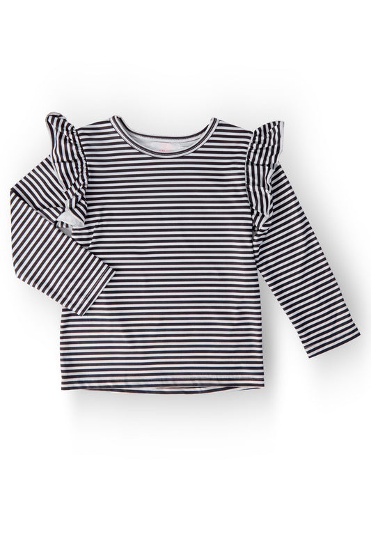 Black/White Ruffle Tee