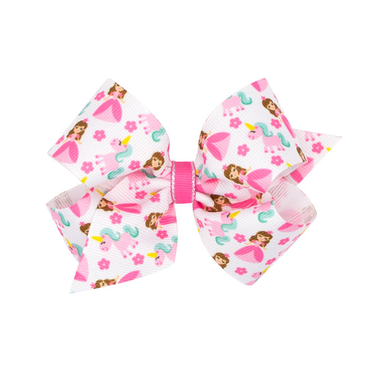 Unicorn + Princess Print Grosgrain Hair Bow