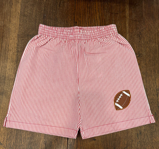 Football Appliqué Red Striped Shorts