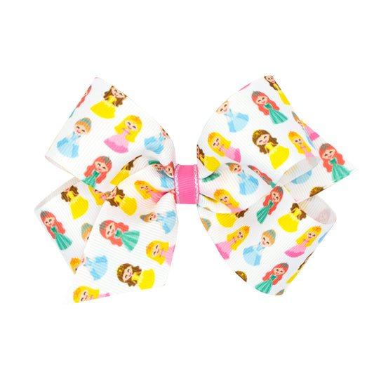 Princess Print Grosgrain Hair Bow