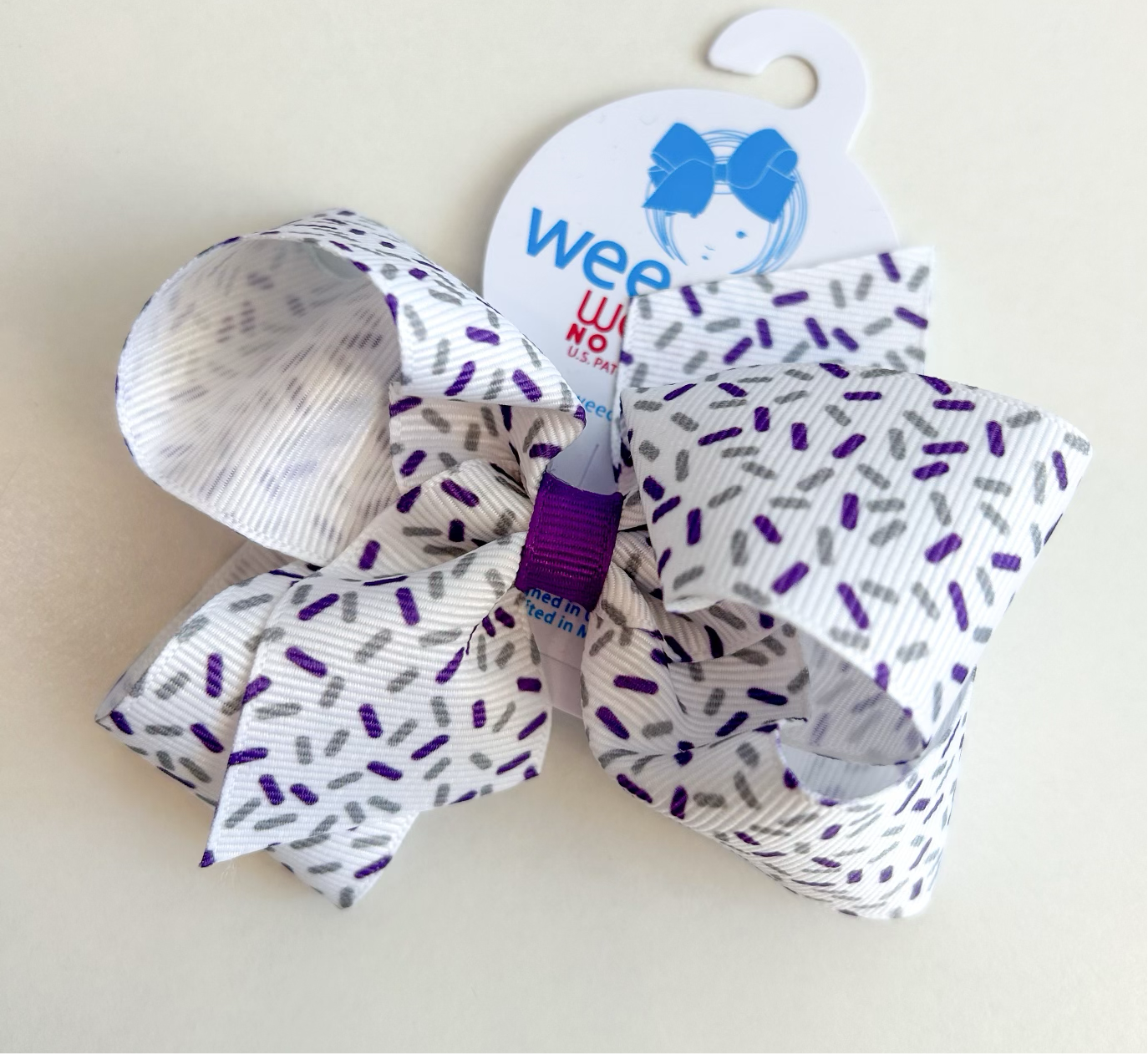 Purple & Gray Confetti Grosgrain Hair Bow