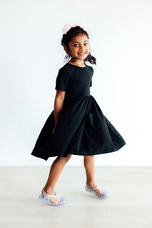 Black Pocket Twirl Dress