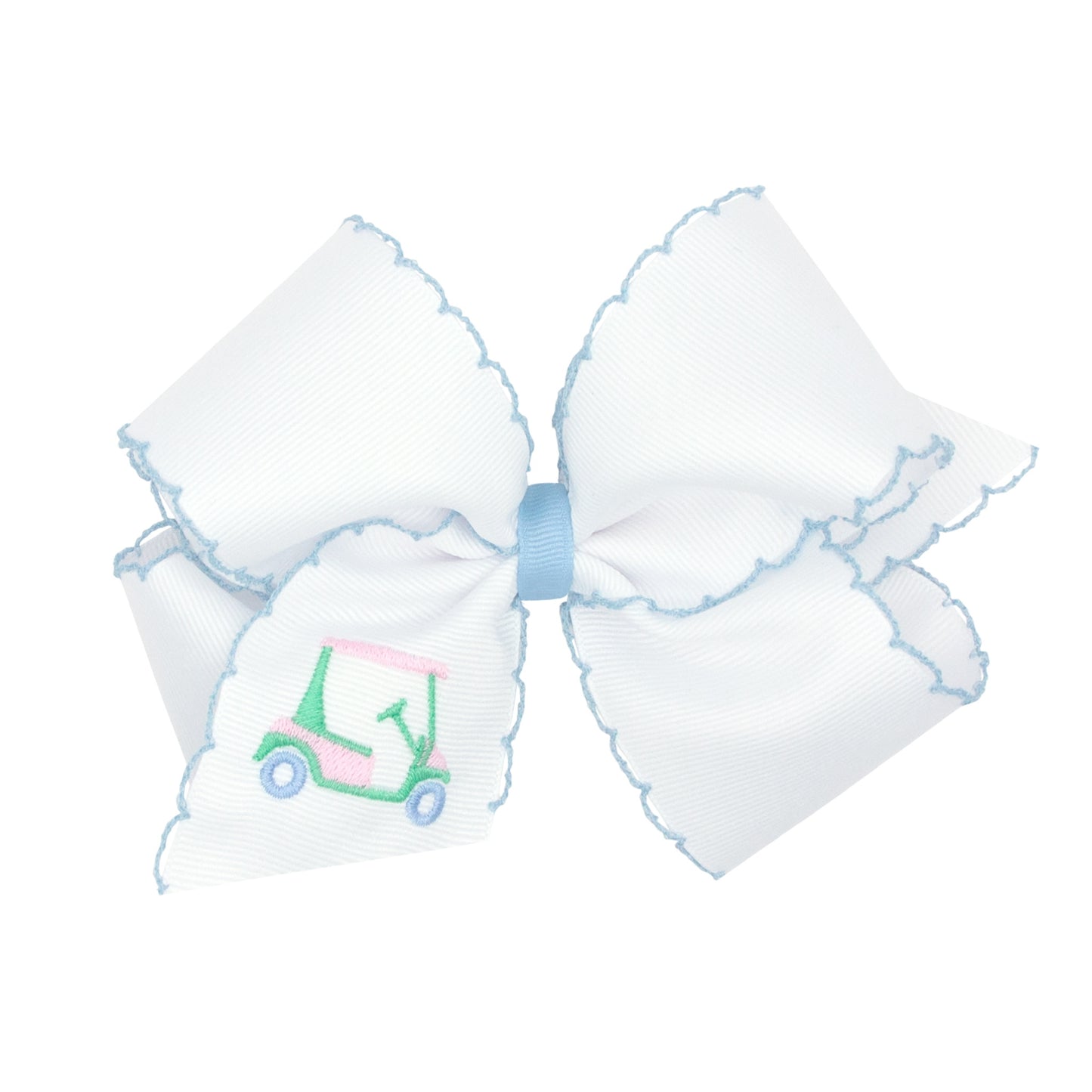 Golf Cart Embroidered Moonstitch Girls Hair Bow