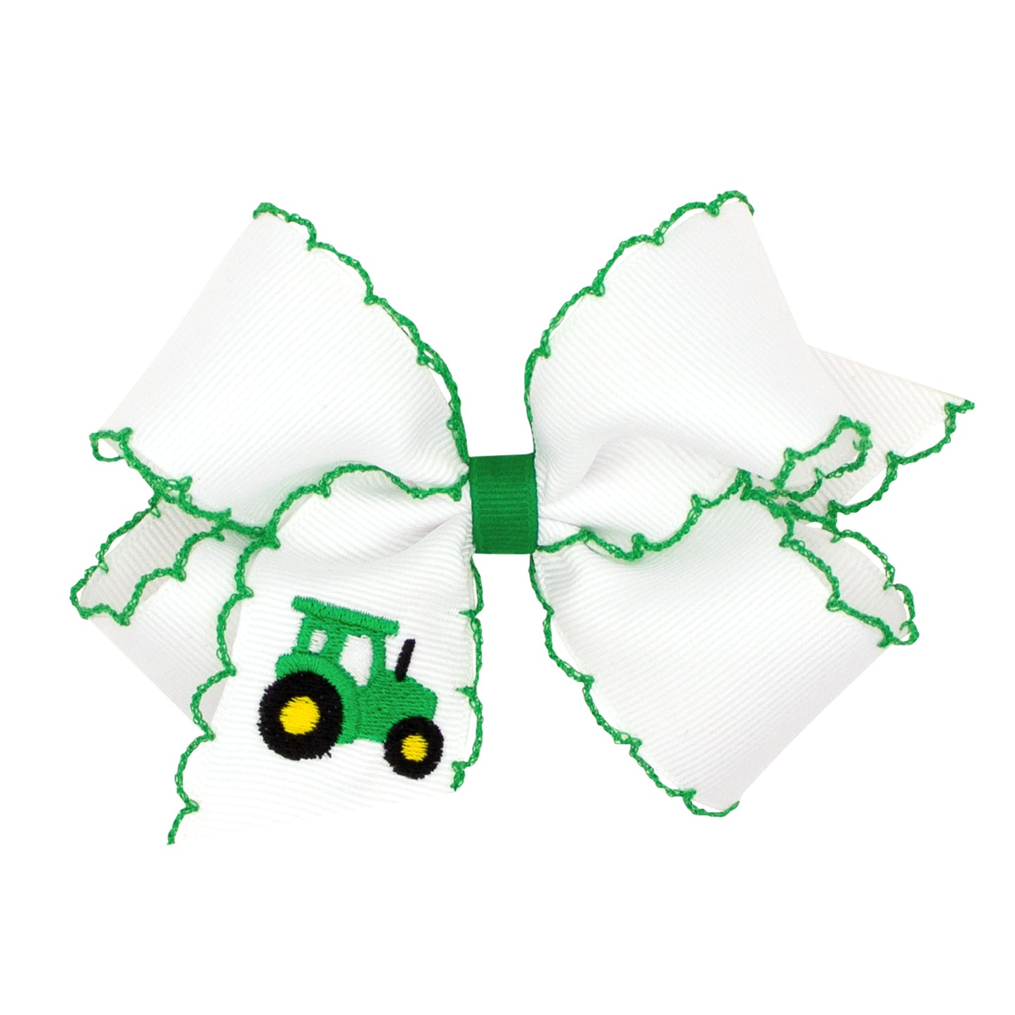 Tractor Embroidered Moonstitch Grosgrain Hair Bow