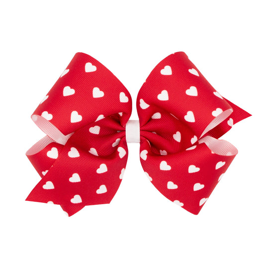 Red with White Hearts Bow