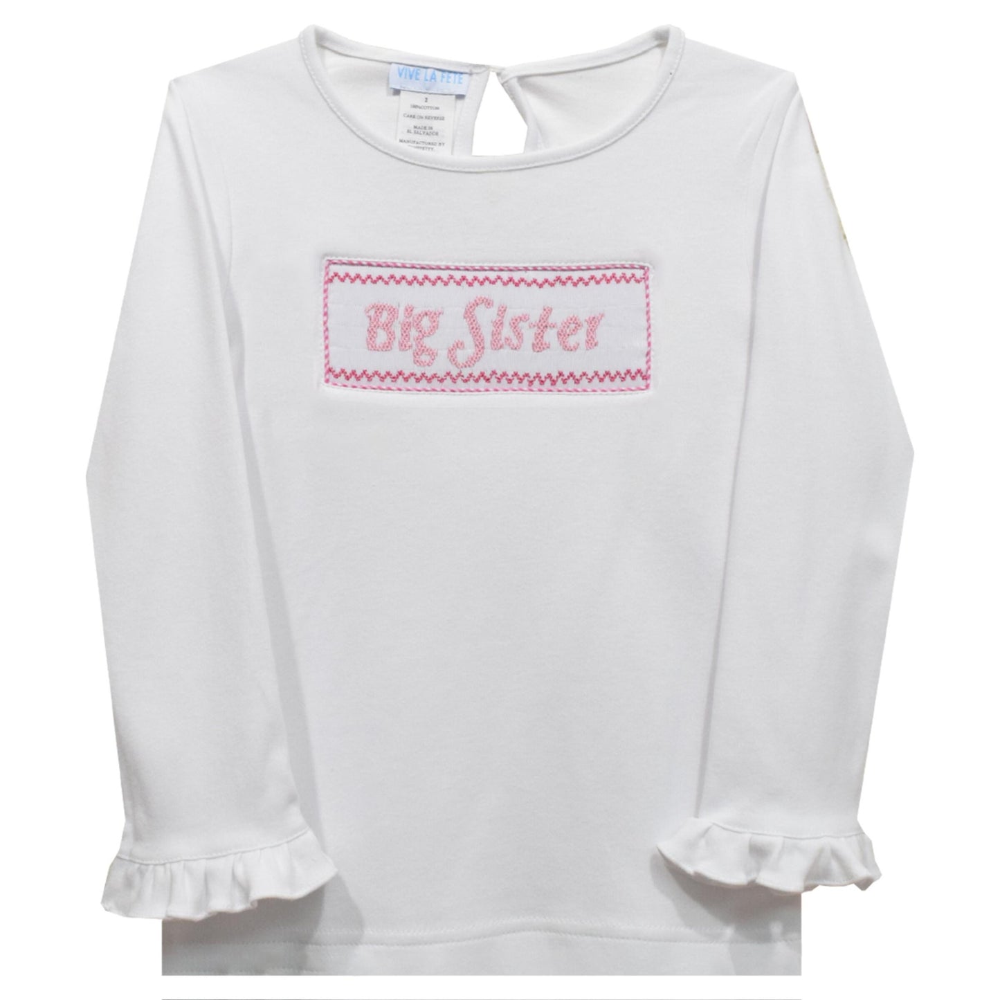Big Sister Pink Smocked Long Sleeve Top