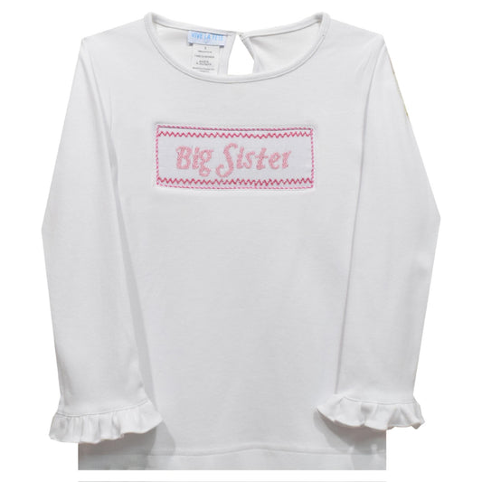 Big Sister Pink Smocked Long Sleeve Top