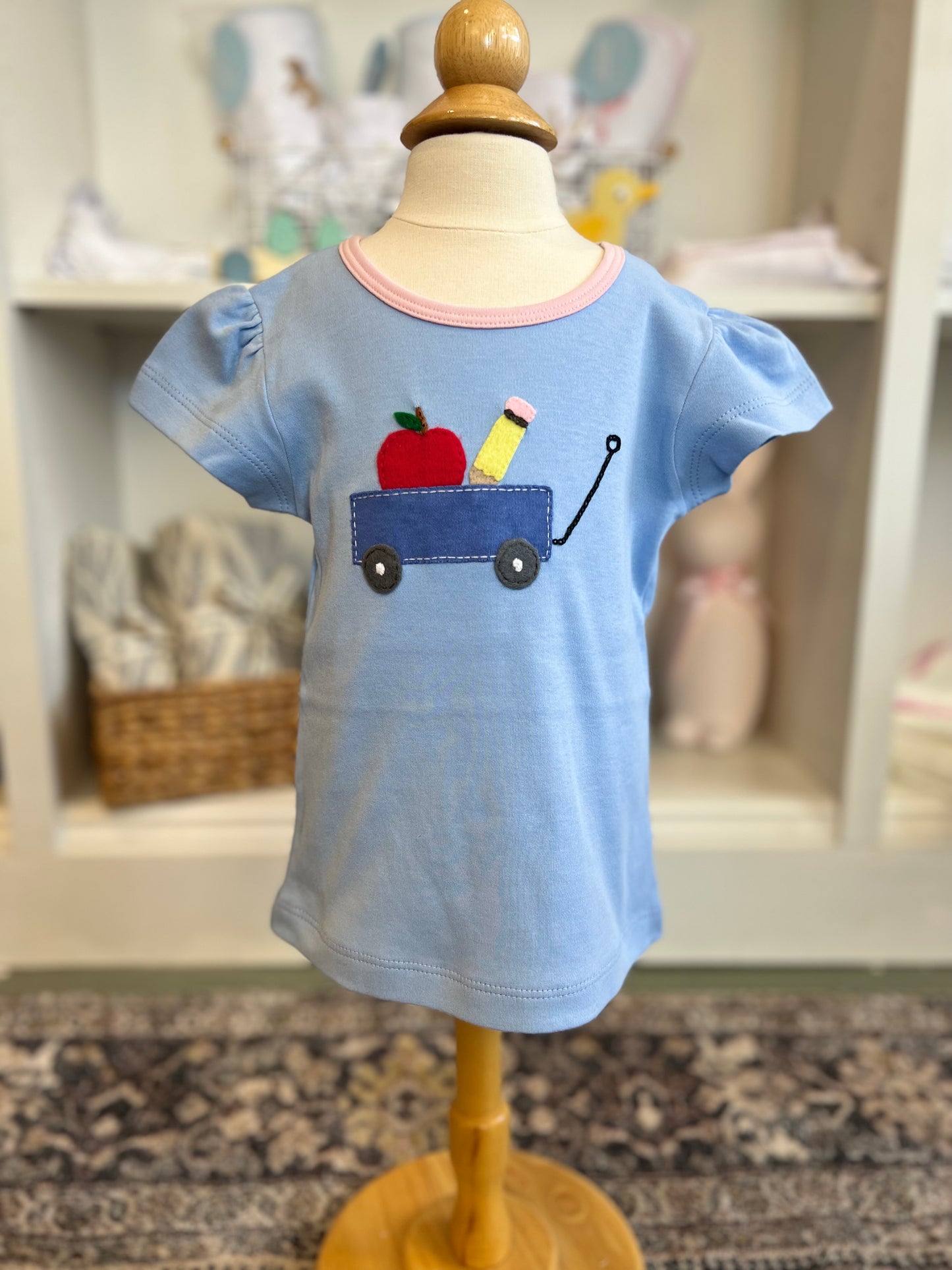 Girls Apple Wagon Appliqué Shirt