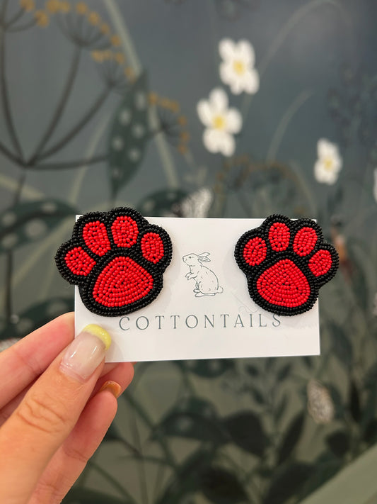 Beaded Paw Print Earrings