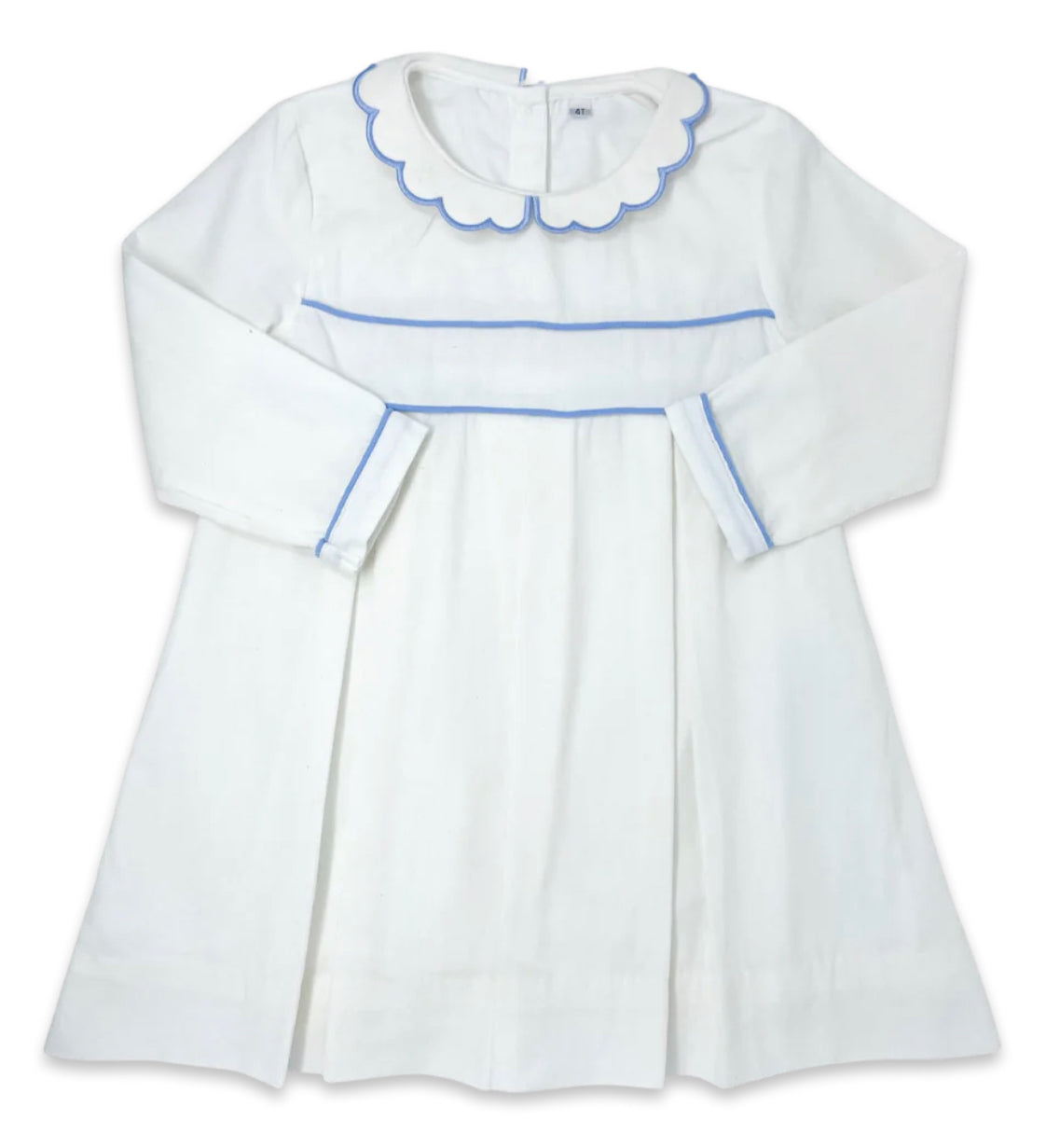 Holly Dress - White with Light Blue Corduroy