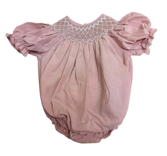 Catherine Dusty Pink Bubble Pearl Smocking