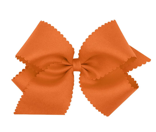 Pumpkin Grosgrain Scalloped Edge Girls Hair Bow