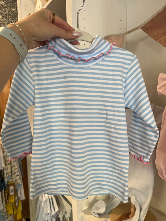 Ruffle Striped Turtleneck