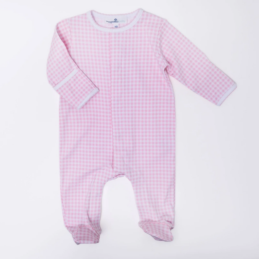 Mini Checks Girl’s Pink Footie