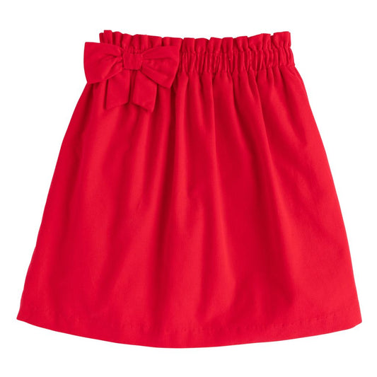 Red Corduroy Paperbag Bow Skirt
