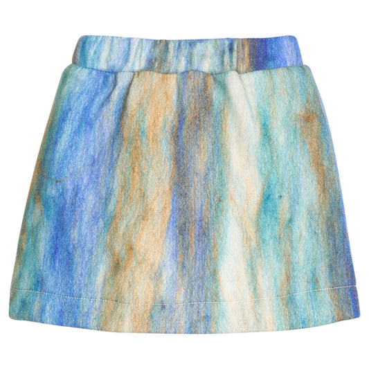 Blue Multi Stripe Wool Mini Skirt